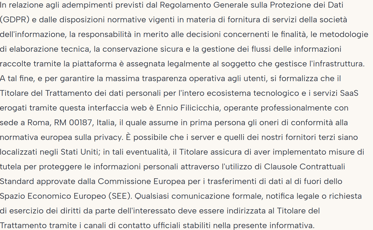 TITOLARITÀ DEL TRATTAMENTO
